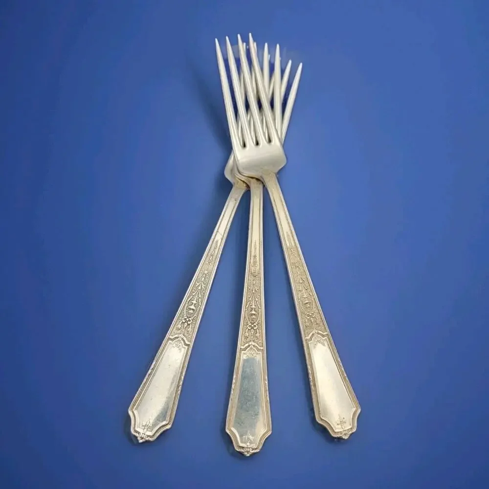 1847 Rogers Bros Ancestral Silverplate Set of 3 Dinner Fork Discontinued